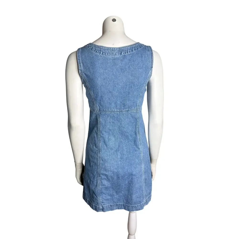 Vintage Gap Denim Dress Women's 6 Blue Button Down Sleeveless Cottage Core - Picture 2 of 7